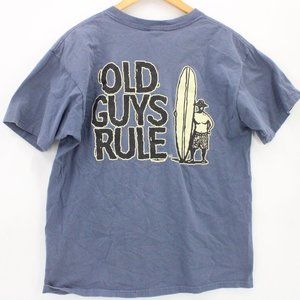 Old Guys Shirt Mens Blue Short Sleeve Crewneck Big Logo Graphic Cotton Size M